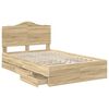 vidaXL Bed Frame with Drawer Sonoma Oak 135 x 190 cm Engineer Wood