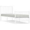 vidaXL Metal Bed Frame without Mattress with Footboard White 75x190cm
