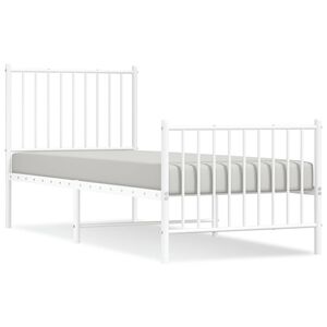 vidaXL Metal Bed Frame without Mattress with Footboard White 75x190cm