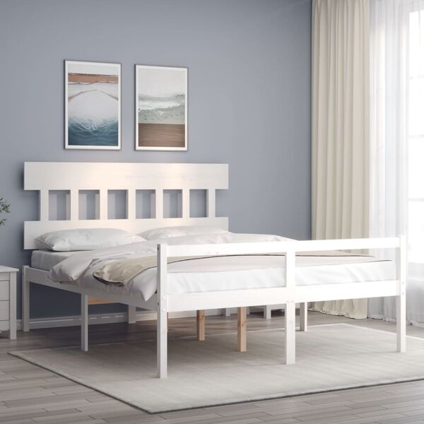 vidaXL Senior Bed without Mattress White 160x200 cm Solid Wood