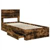 vidaXL Bed Frame with Headboard Smoked Oak 90 x 200 cm Engineered Wood