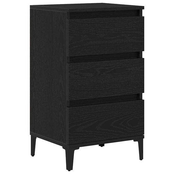 vidaXL Bedside Cabinet Black Oak 45 x 35 x 44 cm Engineered Wood
