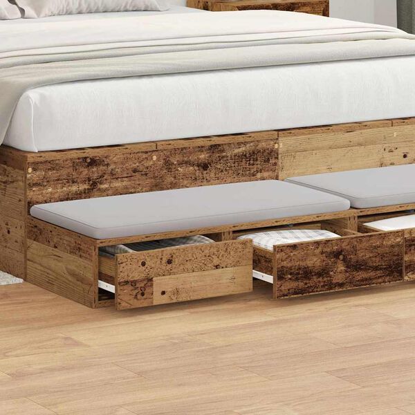 vidaXL Bed Drawers Old Wood 120 x 36.5 x 16.5 cm Engineered Wood