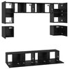 vidaXL TV Cabinet Set Wall-mounted 8 pcs Black Oak Engineered Wood