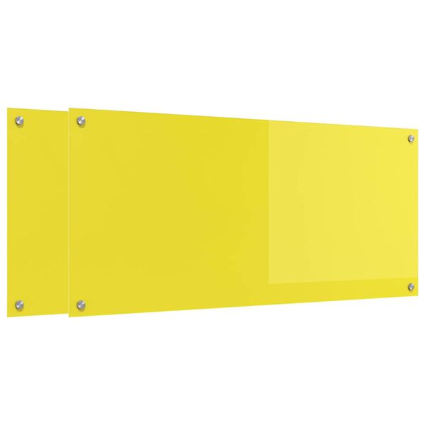 vidaXL Kitchen Backsplash 2 pcs Yellow 110 x 50 cm Tempered Glass
