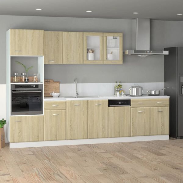 vidaXL 7 Piece Kitchen Cabinet Set Lyon Sonoma Oak Engineered Wood
