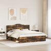 vidaXL Bed Frame Smoked Oak 200 x 200 cm Solid Pine Wood