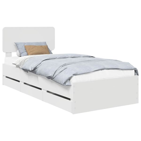 vidaXL Bed Frame with Headboard White 100 x 200 cm Engineered Wood