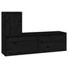 vidaXL 3 Piece TV Cabinet Set Black Solid Wood Pine