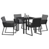 vidaXL Garden Dining Set 5 pcs Black Poly rattan