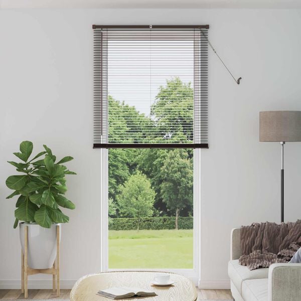 vidaXL Venetian Blind Manual Dark Brown with Pattern 213 x 100 cm PVC