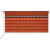 vidaXL Manual Retractable Awning with Blind&LED 3x2.5m Orange&Brown