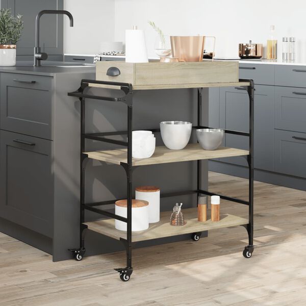 vidaXL Kitchen Trolley Sonoma Oak 81.5x41x92.5 cm Engineered Wood