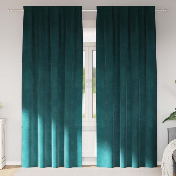 vidaXL Blackout Curtains 2 pcs Dark Green 140 x 260 cm Velvet