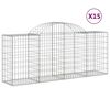 vidaXL Arched Gabion Baskets 15 pcs 200x50x80/100 cm Galvanised Iron