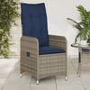 vidaXL Reclining Garden Chairs 2 pcs with Cushions Grey Poly Rattan