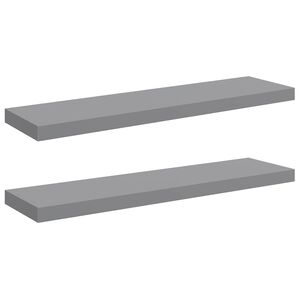vidaXL Floating Wall Shelves 2 pcs Grey 90x23.5x3.8 cm MDF
