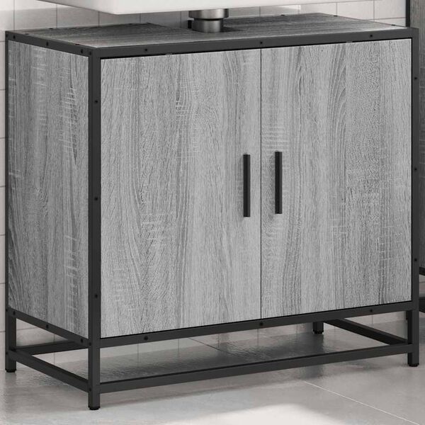 vidaXL Bathroom Sink Cabinet Grey Sonoma 65x33x60 cm Engineered Wood