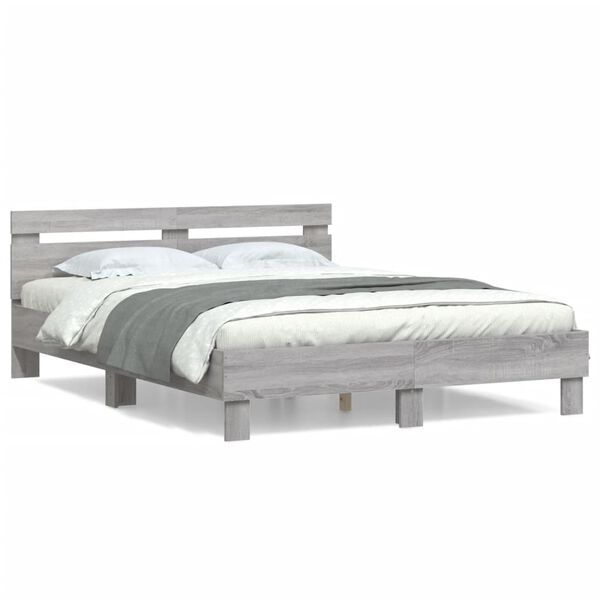 vidaXL Bed Frame without Mattress Grey Sonoma 140x190 cm