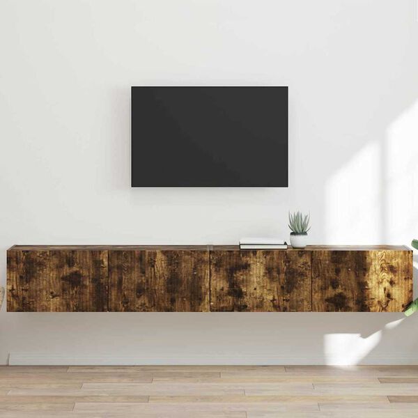 vidaXL TV Wall Cabinet Wall-mounted 2 pcs Smoked Oak 98 x 31 x 29.5 cm