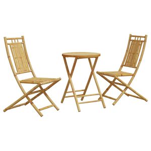 vidaXL Bistro Set | Natural Bamboo | Bamboo | Medium | Foldable | Bistro Set