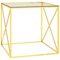vidaXL Coffee Table Gold 55x55x55 cm Stainless Steel and Glass