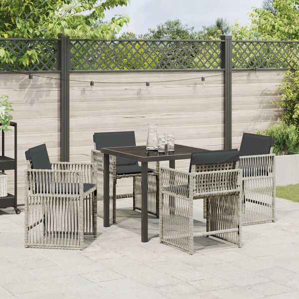 vidaXL Garden Dining Set 5 pcs Light Grey Powder-Coated Steel