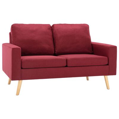 vidaXL 2 Piece Sofa Set Fabric Wine Red