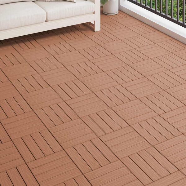 vidaXL Decking Tile 3D Design 11 pcs Light Brown 30 x 30 cm WPC