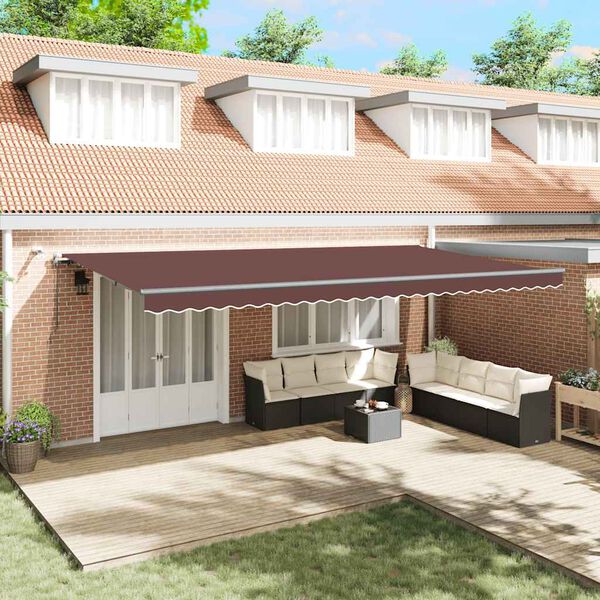 vidaXL Automatic Retractable Awning with LEDs Brown 600x300 cm
