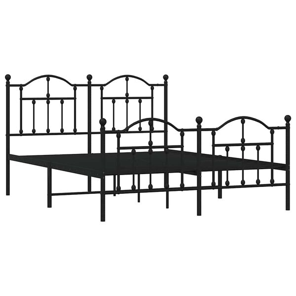 vidaXL Metal Bed Frame without Mattress with Footboard Black 150x200cm