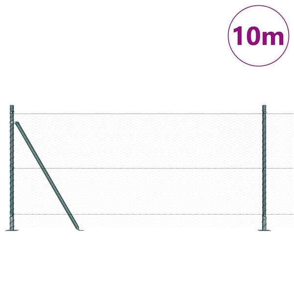 vidaXL Fence Post Green 10 x 0.8 m (25 mm mesh) Steel and PVC