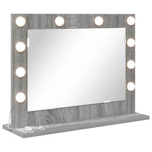 vidaXL Vanity Mirror with LED Strip Lights Grey Sonoma 60 x 45 x 18 cm