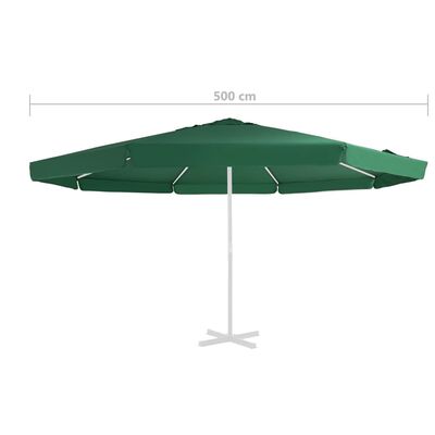 vidaXL Replacement Fabric for Outdoor Parasol Green 500 cm
