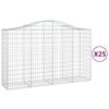 vidaXL Arched Gabion Baskets 25 pcs 200x50x120/140 cm Galvanised Iron