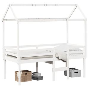 vidaXL High Sleeper Bed without Mattress White 90x200 cm Solid Wood Pine
