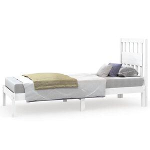 vidaXL Bed Frame without Mattress White Solid Wood Small Single