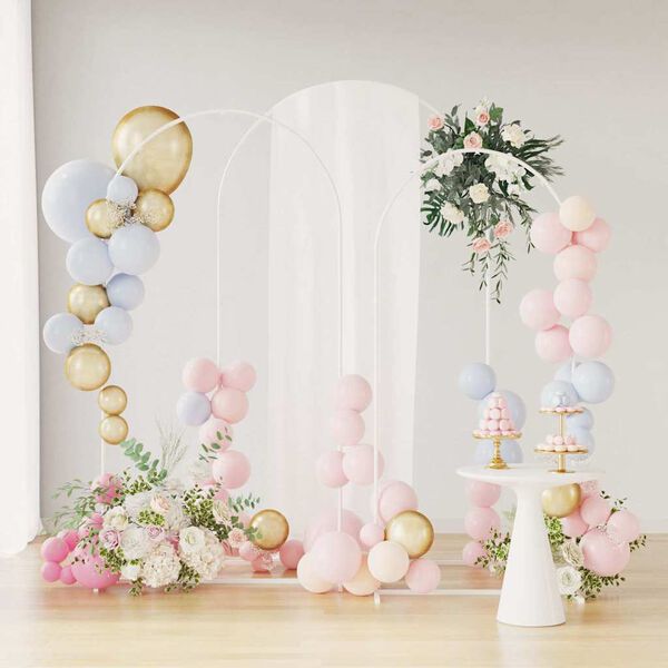 vidaXL Wedding Arch 3 pcs White Steel