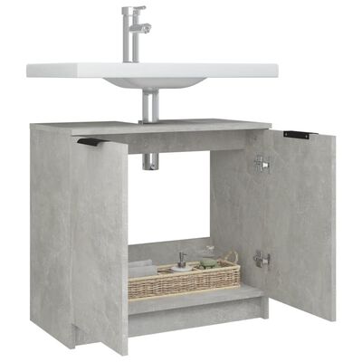 vidaXL Bathroom Cabinet Concrete Grey 64.5x33.5x59 cm Engineered Wood