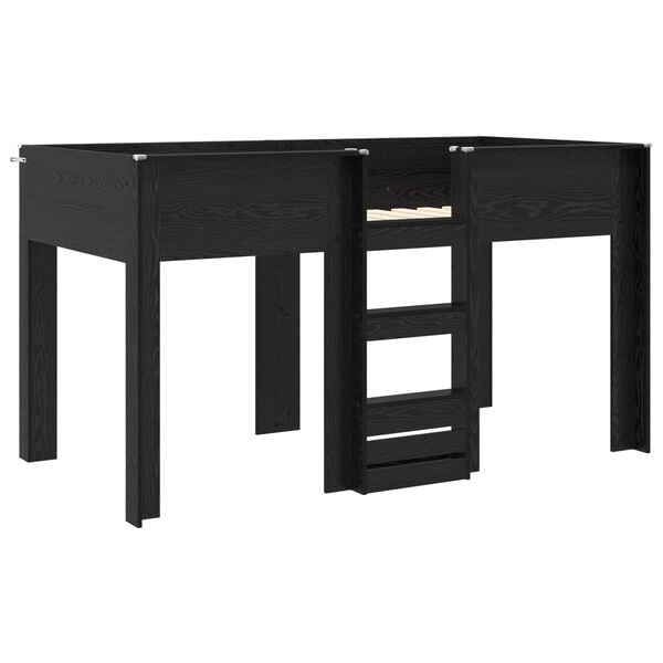 vidaXL Bunk Bed for Kids Black Oak 100 x 200 cm Engineered wood