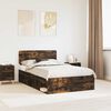 vidaXL Bed Frame Smoked Oak 135 x 190 cm Solid Pine Wood
