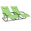 vidaXL Rocking Sun Loungers 2 pcs Green Steel and Textilene