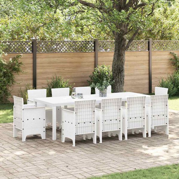 vidaXL Garden Dining Set 11 pcs White Polypropylene