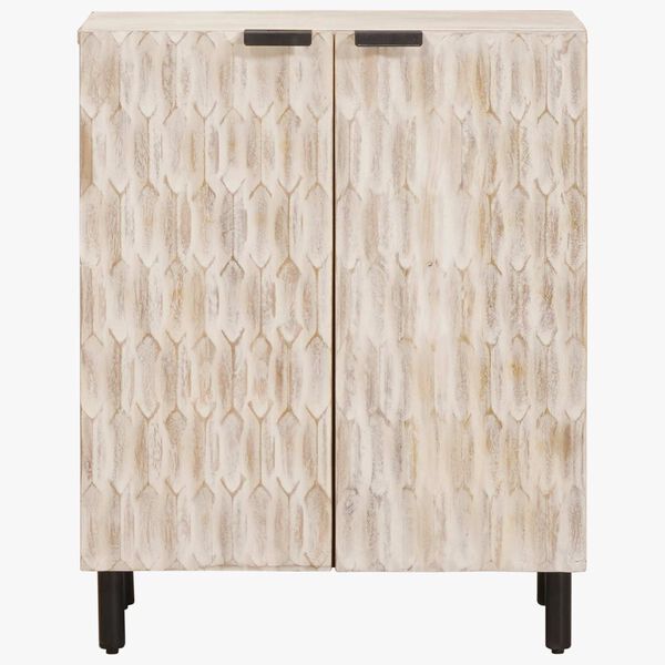 vidaXL Sideboard White Wash Finish 60 x 33 x 75 cm Solid Mango Wood