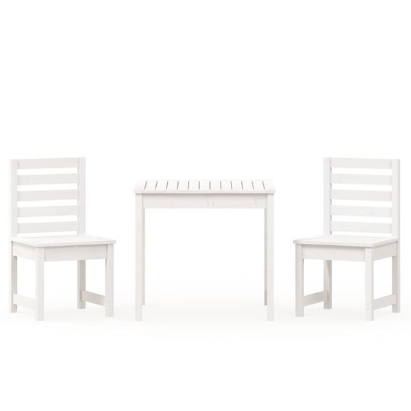 vidaXL 3 Piece Garden Bistro Set White Solid Wood Pine