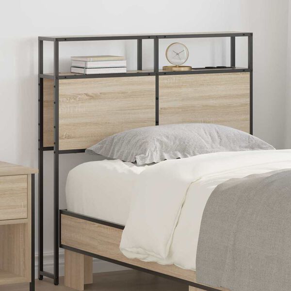 vidaXL Storage Headboard with Shelf Sonoma oak 90 cm Engineered wood