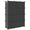 vidaXL Storage Cube Organiser with 12 Cubes and Doors Black PP