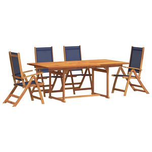 vidaXL 5 Piece Garden Dining Set Solid Wood Acacia and Textilene