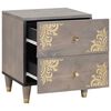 vidaXL Bedside Cabinet 2 pcs Grey 40 x 33 x 46 cm Solid Mango Wood