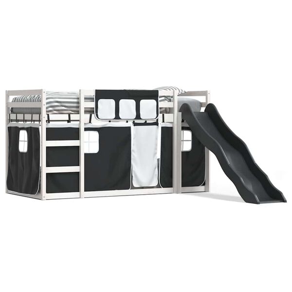 vidaXL Bunk Bed without Mattress with Slide White and Black 90x200 cm